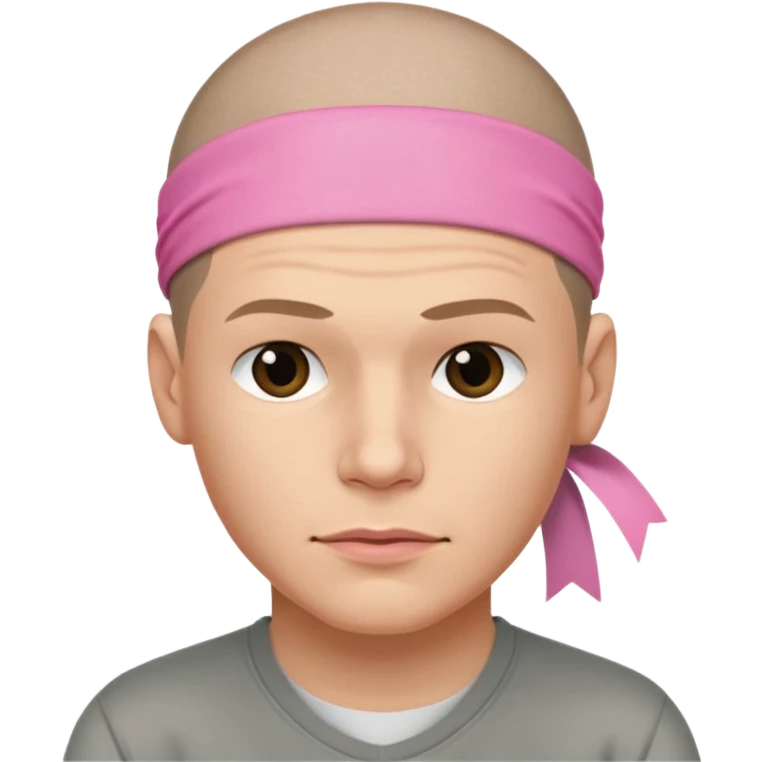 Micheal scofield looks to the side with his lips pursed with a pink ribbon on his head emoji