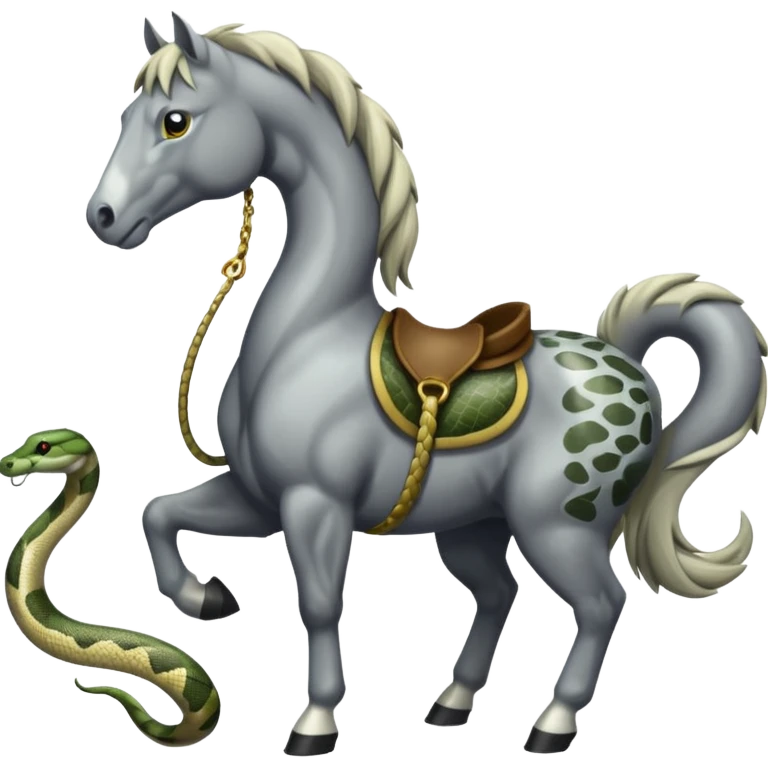 I need a grey horse (or a white one) with a snake emoji