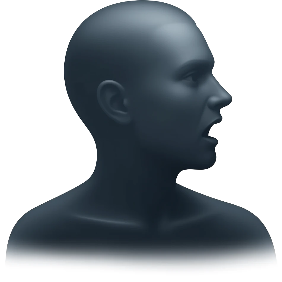 haz la silueta de una persona de lado (tipo sombra) que le salga lineas  de la boca como si estuviera hablando emoji