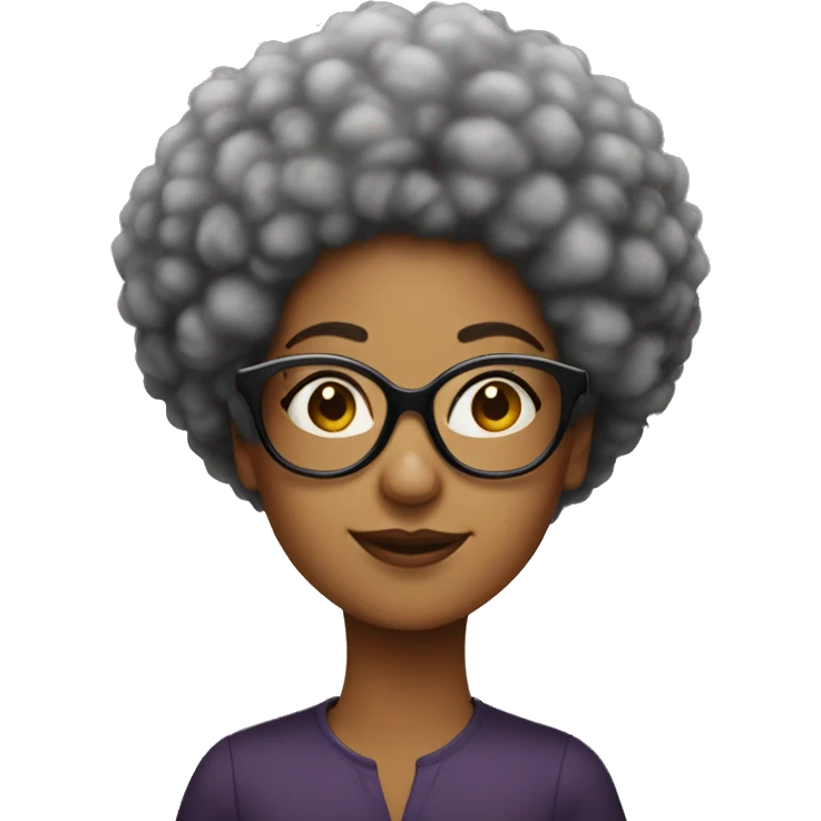 Lady with glasses and Afro emoji