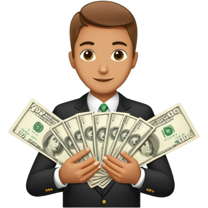 Add more cash flying around, bundles of US dollars, casino winnings vibe, lucky flight, jackpot feeling emoji