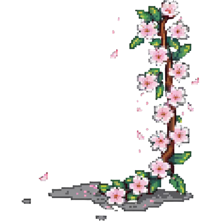 Cherry blossom design with falling petals emoji