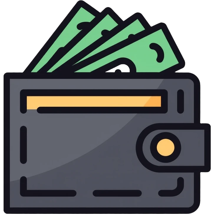 black wallet with dollar bills visible inside emoji