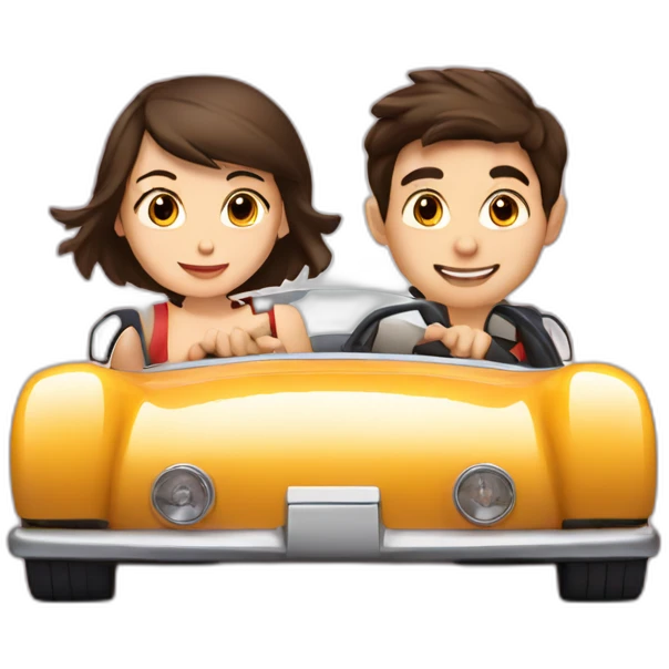 Brunette-boy-and-brunette-girl-roadster-car-driving emoji