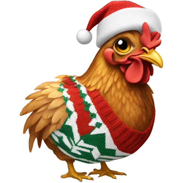 Chicken with a Christmas jumper emoji