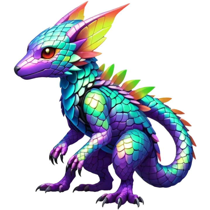 Tropical futuristic lush warm-colored modern colorful neon-colored cyber-Fakémon-Digimon-Trico-creature emoji