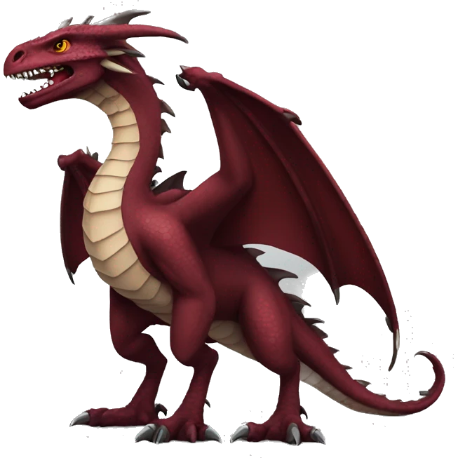 Cool edgy badass Maroon dragon-raptor with darker mane emoji