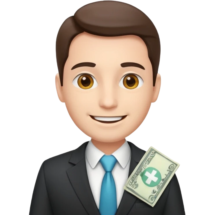 Happy CEO investing money to a hospital emoji