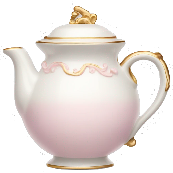 White porcelain tea pot with light pink and gold details  emoji