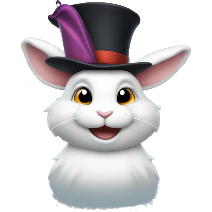 white rabbit wearing a magician's hat and winking emoji