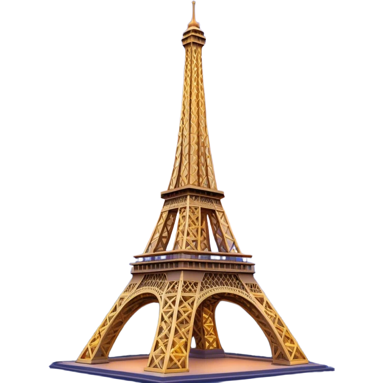 Cinematic Realistic Eiffel Tower Landmark Emoji, depicted with the iconic iron lattice structure against a twilight sky rendered with dramatic, luminous lighting and intricate detail. emoji