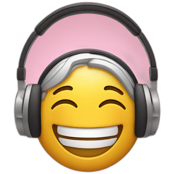 Happy emoji using headphones enjoying music emoji