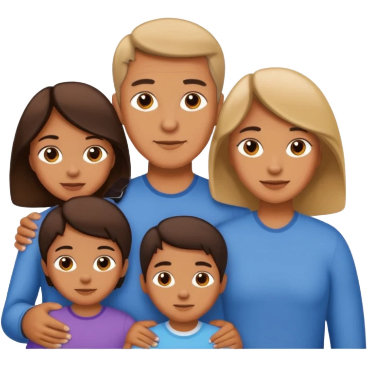 emoji of a family of 5: one adult, four children emoji