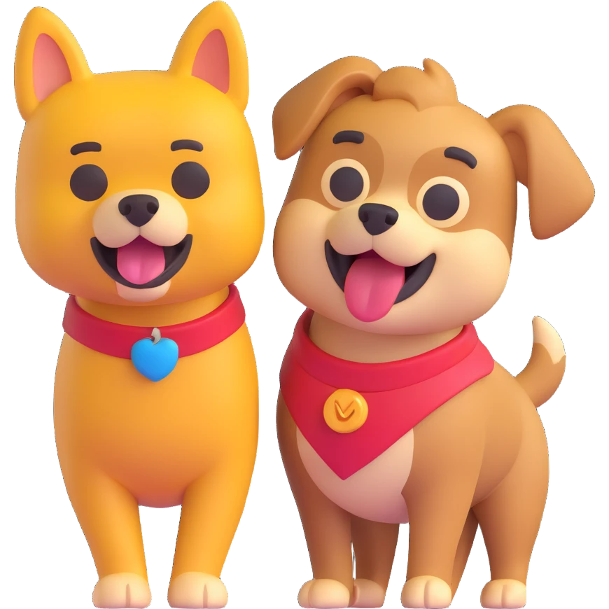Dogman with a sidekick, 3D emoji style emoji