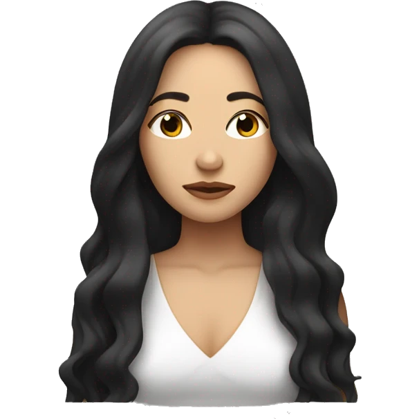 light-skinned woman with dark long hair exhales and closes her eyes emoji