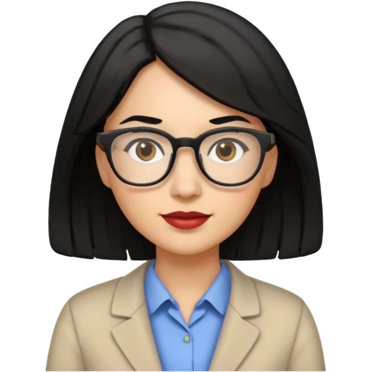 female teacher with semi-wavy black hair, light skin tone, wearing glasses emoji