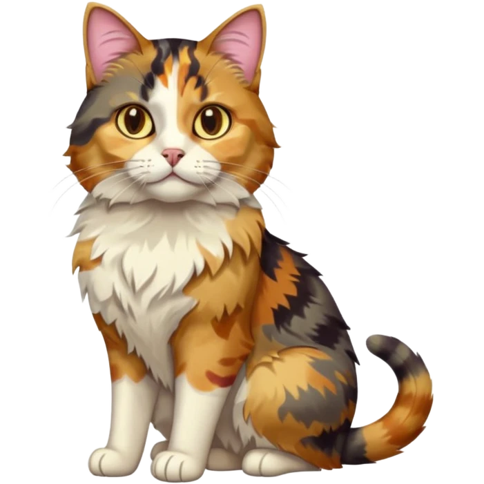 full body colourful light patched calico tabby cat with hazel eyes emoji