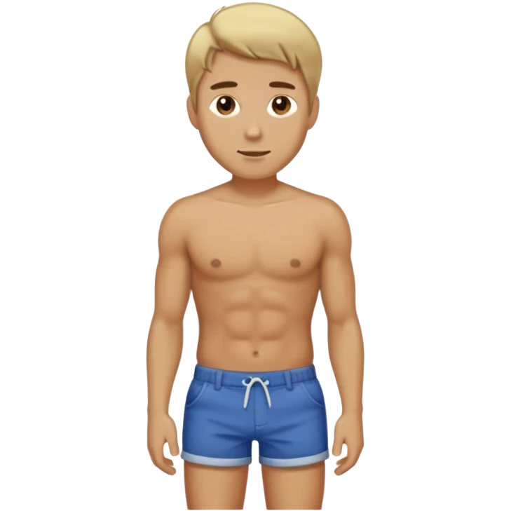 Man in short shorts with dirty blonde hair emoji
