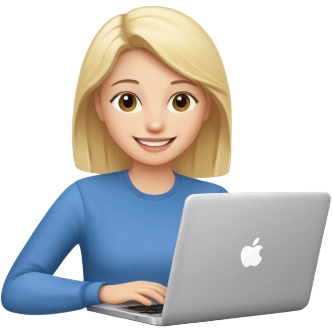 create an emoji of a woman working on her laptop. She is blond and young. emoji