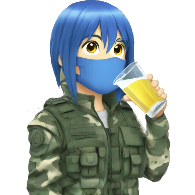 anime blue-hair drinking sipping flectarn camo emoji