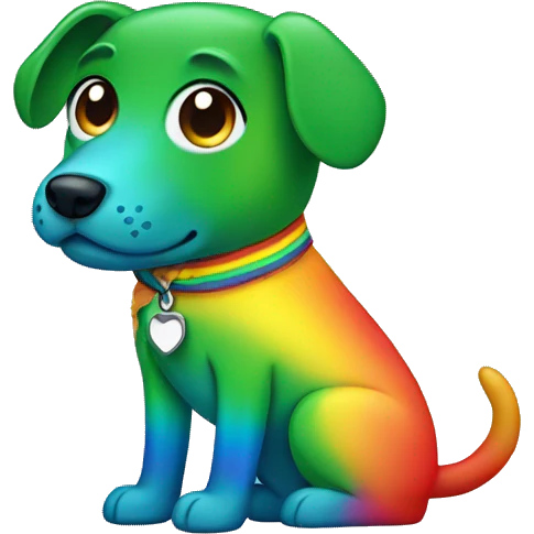 Green dog wearing rainbow   emoji