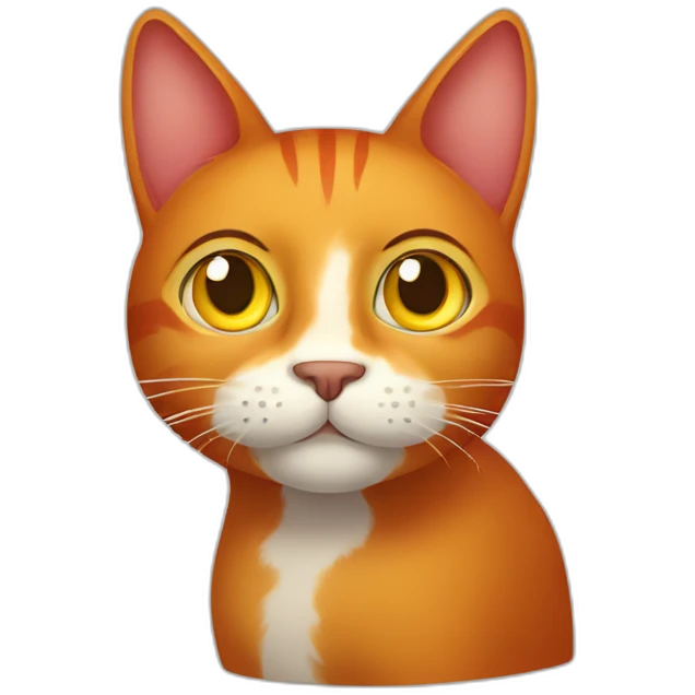 A Literally red cat with a white spot on his face with yellow eyes emoji