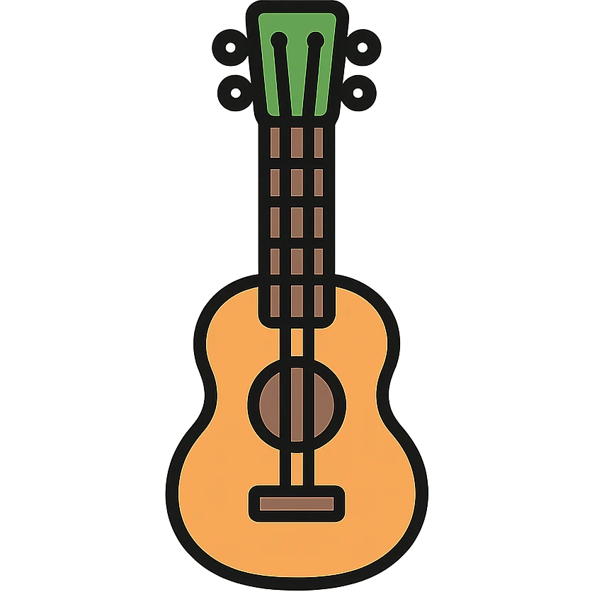 ukelele, lineal color icon, clean and modern style emoji