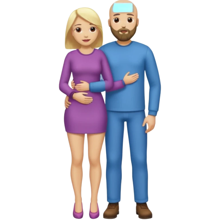Bald Man with a beard having sex with a blonde woman full body emoji