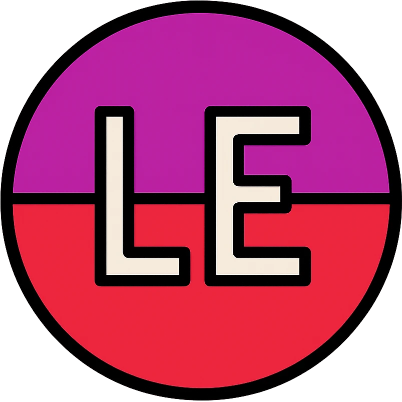 circle with colors of the flag of León Spain, black uppercase letters LE centered inside the circle, color icon style emoji