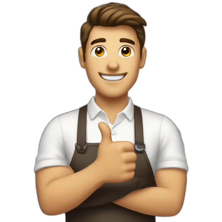 Barista man thumbs up emoji