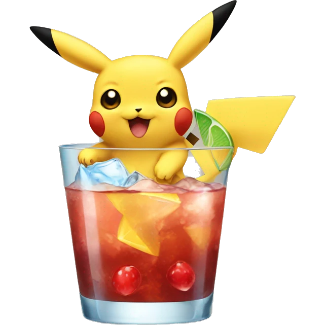 pikachu drinking cocktail emoji
