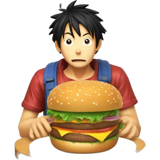 Luffy qui mange un burger emoji