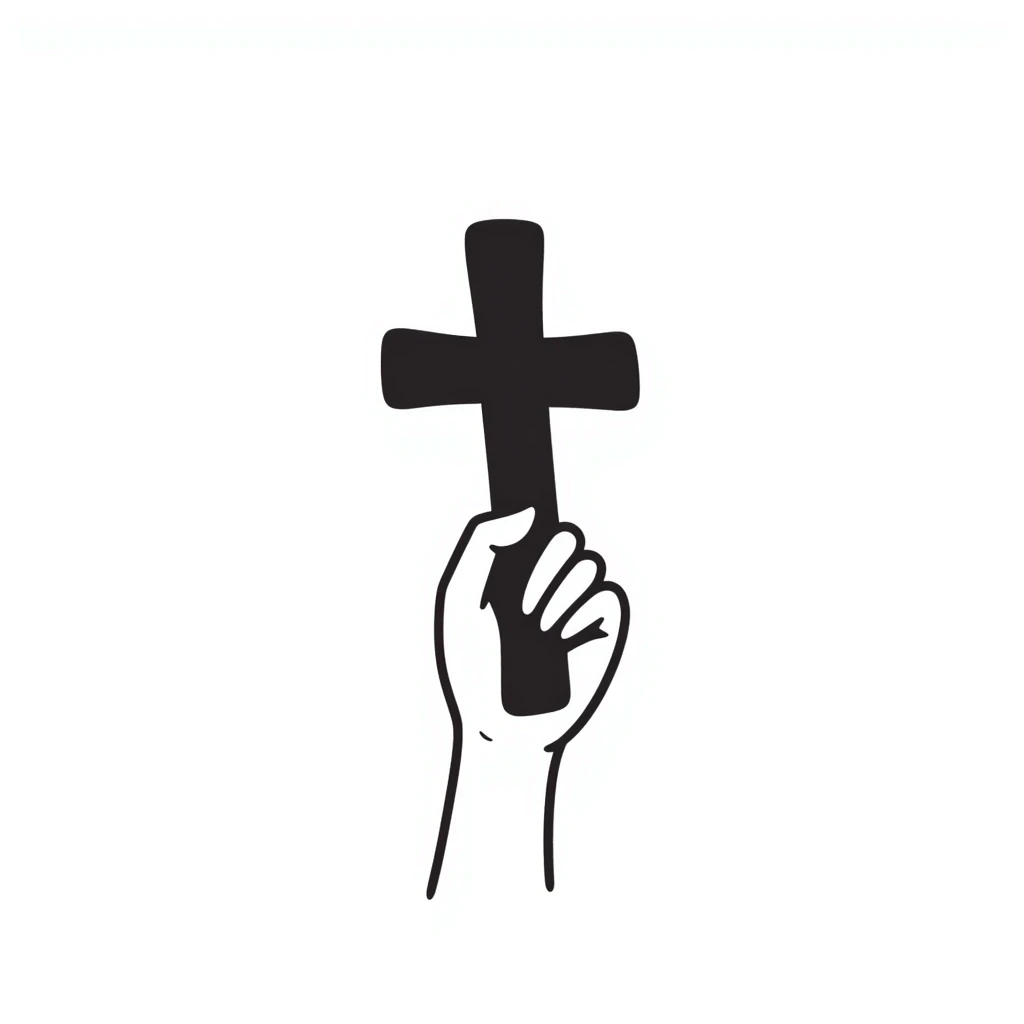 hand holding a cross sign emoji