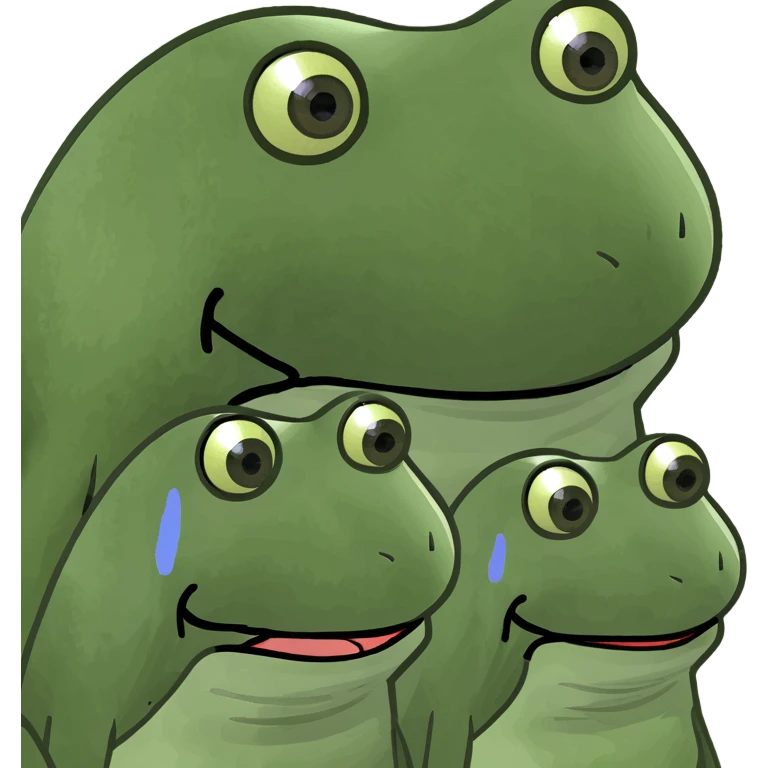 Create 4 new emojis in the same Bufo style with different facial expressions: happy, sad, surprised, and angry. Keep the green Bufo frog meme style consistent with the reference image. emoji