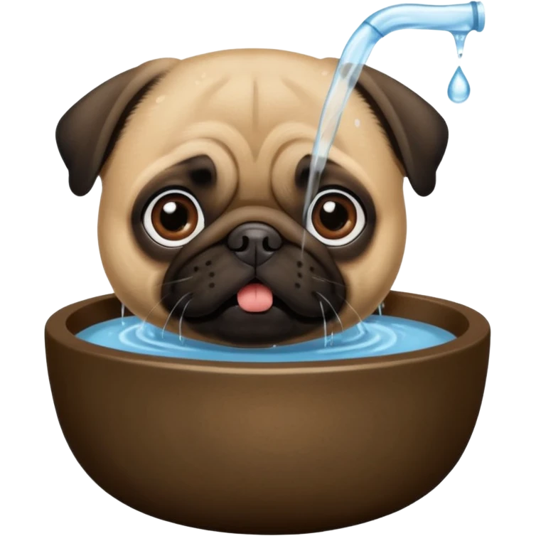 Pug drinking some water emoji