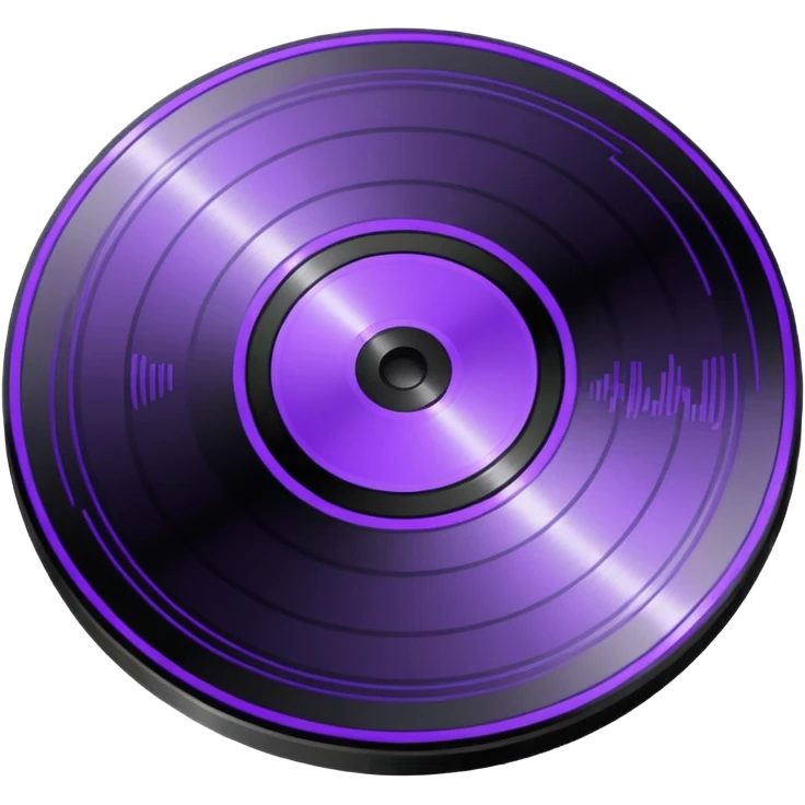 black pixel art record disc with a purple middle label, pixel art emoji