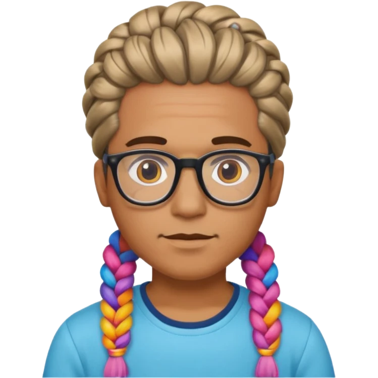 colorful braided hair man with glasses emoji
