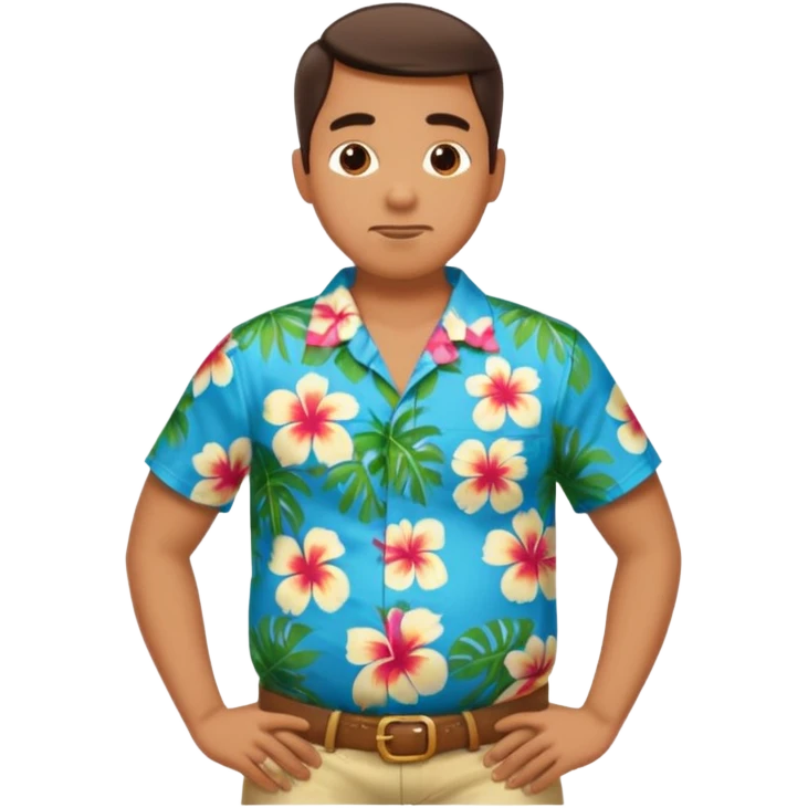 Man standing with his belly out at his hands behind his back emoji