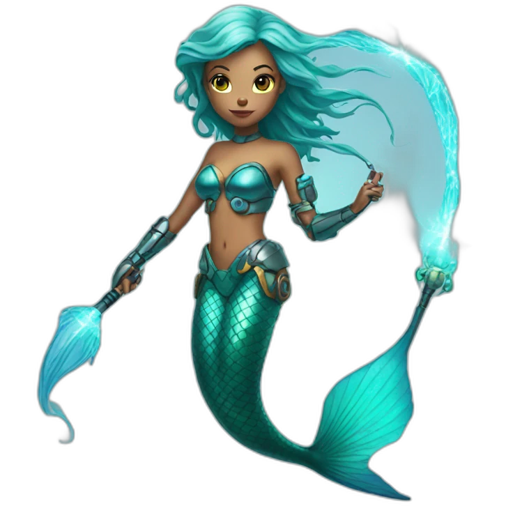 mermaid cyborg with a laser whip emoji