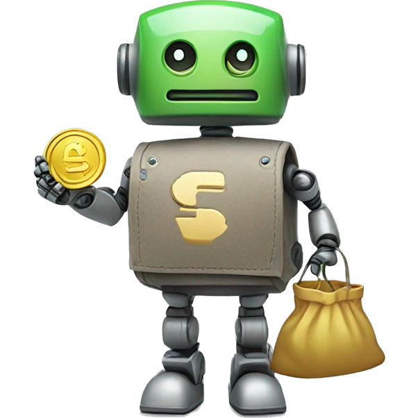 cute robot with coin bags emoji