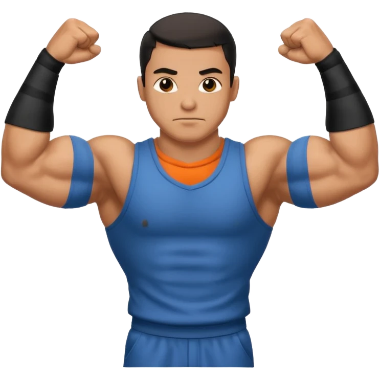 Prisoner with uniform flexing biceps emoji