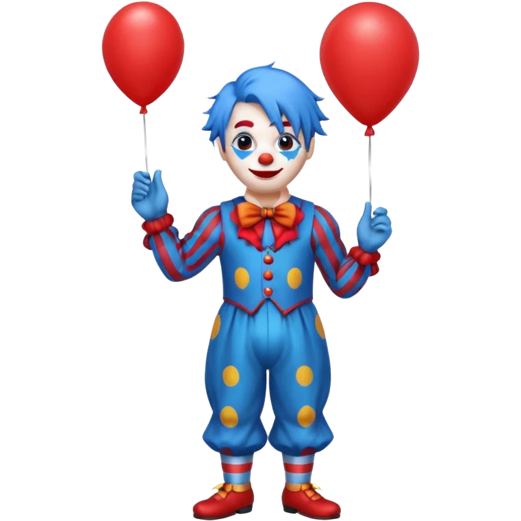 circus clown blue hair with balloon ffullbody emoji