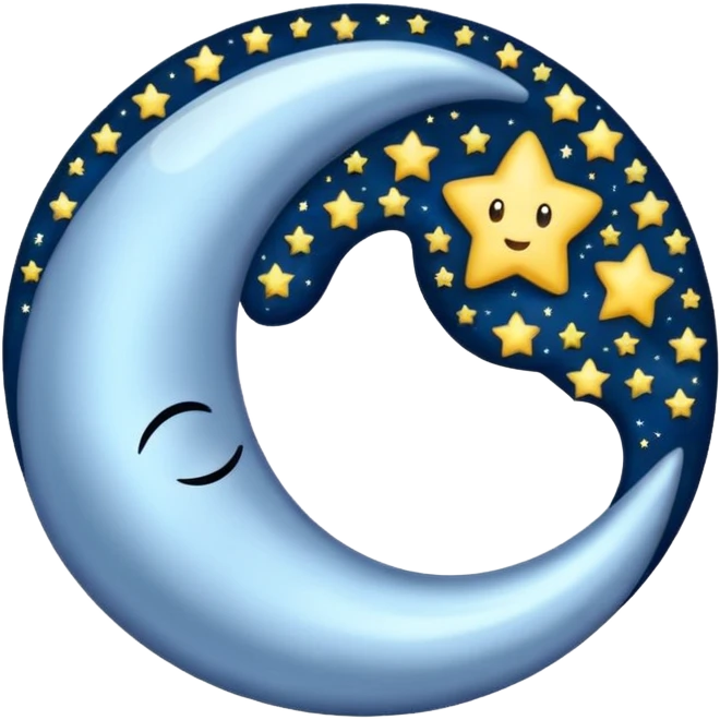 Luna con estrellas y un infinito emoji