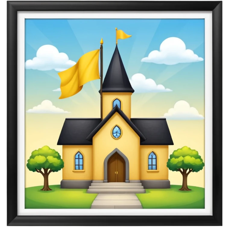 magic school, with a flag, flag on a roof, yellow flag emoji