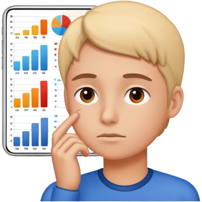 person thinking with graphs in the background emoji