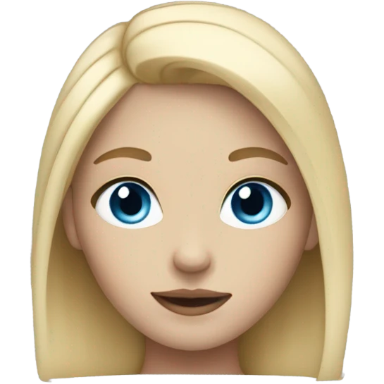 a girl with blue eyes and blond hair and blue body color emoji