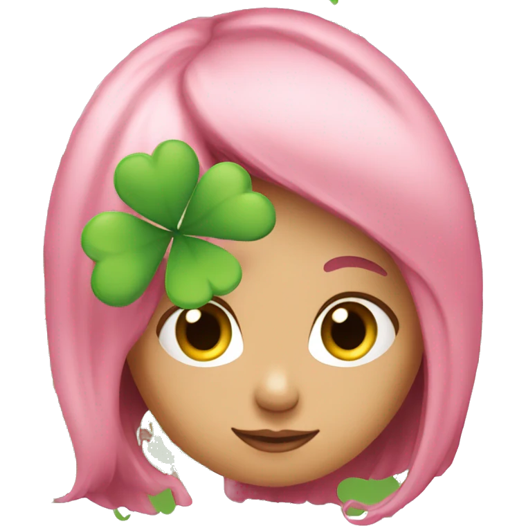 a pink-haired girl with clover emoji