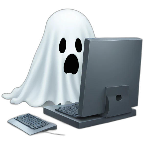ghost with a computer emoji