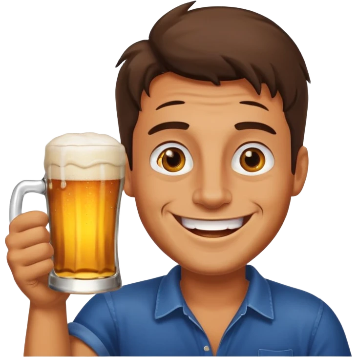 drunk man with a glass of beer emoji