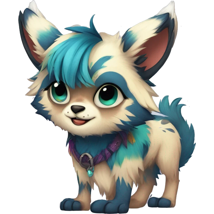 Cool cute Kawaii edgy colorful fantasy animal fursona by griffsnuff & LiLaiRa & Falvie full body emoji